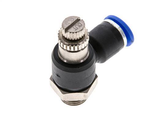L-stuk Regelventiel 6 mm - G1/8'' Regeling-Uit Messing/Nylon