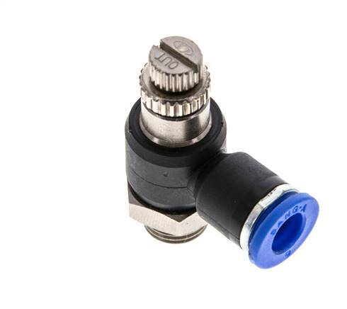 L-stuk Regelventiel 6 mm - G1/8'' Regeling-Uit Messing/Nylon