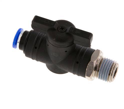 6 mm - R1/4'' Kunststof/Messing rechte 2-Weg Kogelkraan