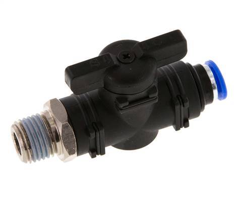 6 mm - R1/4'' Kunststof/Messing rechte 2-Weg Kogelkraan