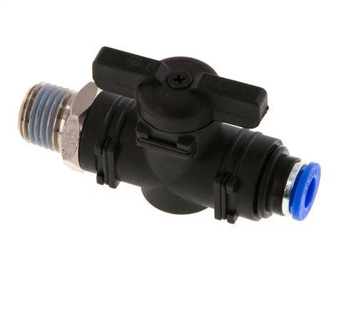 6 mm - R1/4'' Kunststof/Messing rechte 2-Weg Kogelkraan