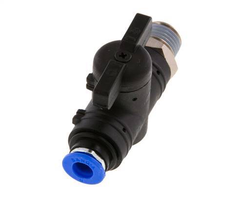 6 mm - R1/4'' Kunststof/Messing rechte 2-Weg Kogelkraan