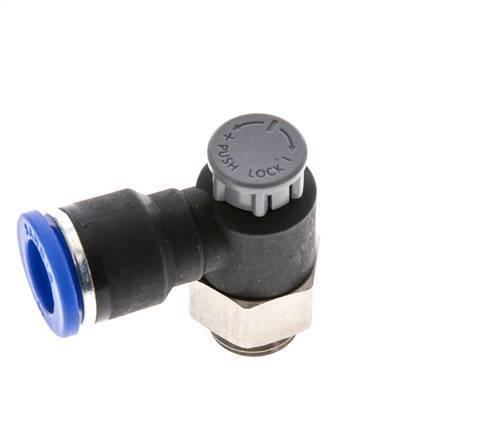 Flow Control Valve Meter-Out Elbow 10 mm - G1/4'' Brass/PA 66 Locknut