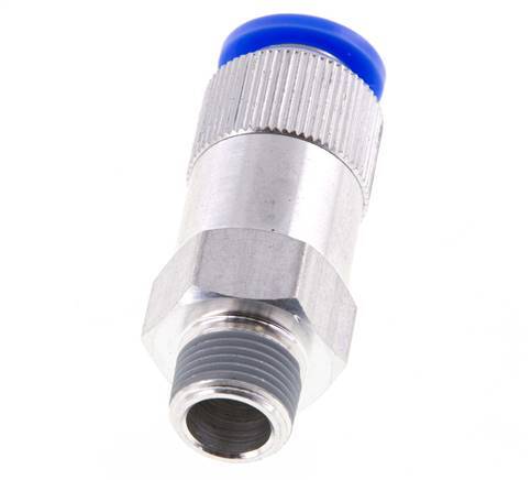 Push-In Check Valve 12mm & R3/8'' Male Aluminum 0.2-10bar (3-145psi) Hose-Thread