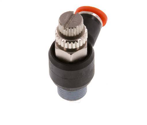 L-stuk Regelventiel 4 mm - R1/8'' Regeling-in Messing/Nylon