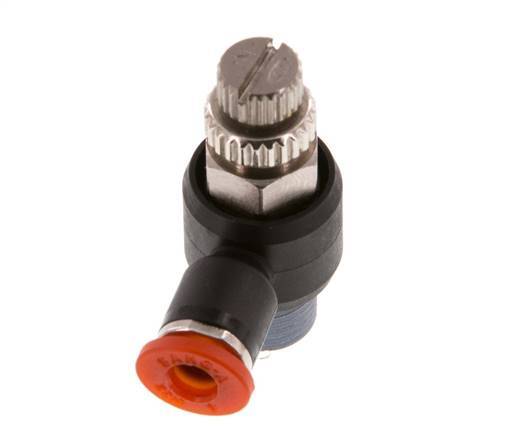 L-stuk Regelventiel 4 mm - R1/8'' Regeling-in Messing/Nylon