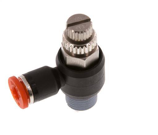 L-stuk Regelventiel 4 mm - R1/8'' Regeling-in Messing/Nylon