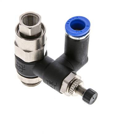 Draaibaar Regelventiel 8 mm - G1/4''-G1/8'' Regeling-Uit Messing/Nylon Indirect Gestuurde Terugslagklep