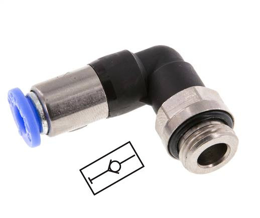 Push-In Fitting 10mm & G1/2'' Male Auto Shut-Off Elbow Brass/PBT 0-10bar (0-145psi)