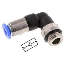 Push-In Fitting 6mm & M5 Male Auto Shut-Off Elbow Brass/PBT 0-10bar (0-145psi)