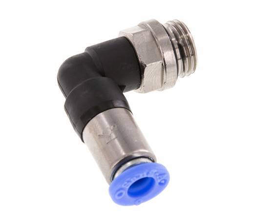 Push-In Fitting 6mm & G1/4'' Male Auto Shut-Off Elbow Brass/PBT 0-10bar (0-145psi)