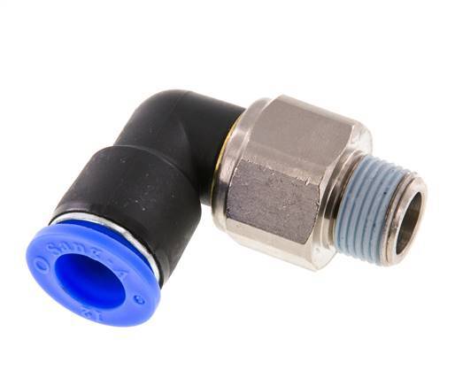 12mm & R3/8'' L-stuk Draaidoorvoer Insteek Buitendraad Vernikkeld Messing/PBT NBR