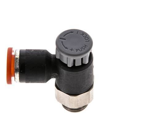 Flow Control Valve Meter-In Elbow 6 mm - G1/8'' Brass/PA 66 Locknut