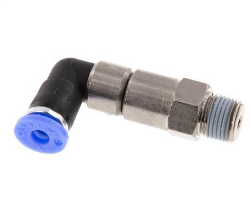 4mm & R1/8'' L-stuk Hoge Snelheid Draaidoorvoer Insteek Buitendraad Vernikkeld Messing/PBT NBR