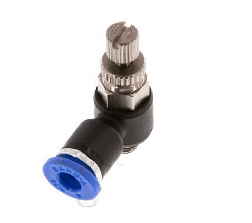 L-stuk Regelventiel 4 mm - M5 Regeling-Uit Messing/Nylon