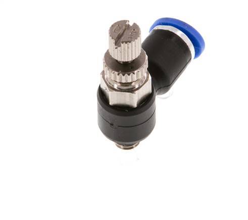L-stuk Regelventiel 4 mm - M5 Regeling-Uit Messing/Nylon
