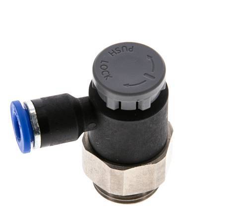 L-stuk Regelventiel 6 mm - G3/8'' Regeling-Uit Messing/Nylon Borgmoer