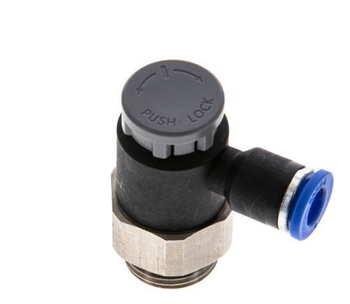 L-stuk Regelventiel 6 mm - G3/8'' Regeling-Uit Messing/Nylon Borgmoer