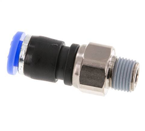 6mm & R1/8'' Draaidoorvoer Insteek Buitendraad Vernikkeld Messing/PBT NBR