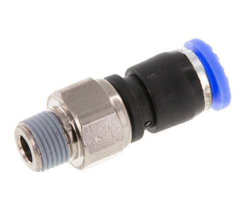 6mm & R1/8'' Draaidoorvoer Insteek Buitendraad Vernikkeld Messing/PBT NBR