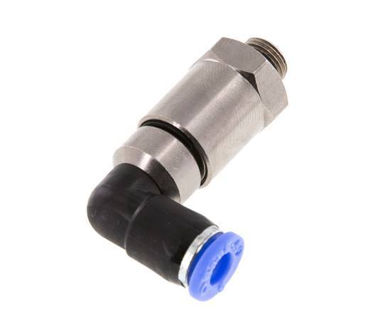 6mm & G1/8'' L-stuk Hoge Snelheid Draaidoorvoer Insteek Buitendraad Vernikkeld Messing/PBT NBR