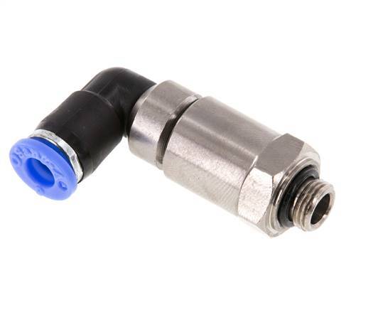 6mm & G1/8'' L-stuk Hoge Snelheid Draaidoorvoer Insteek Buitendraad Vernikkeld Messing/PBT NBR