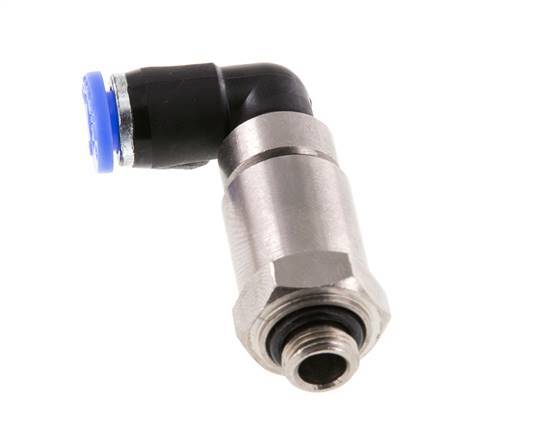 6mm & G1/8'' L-stuk Hoge Snelheid Draaidoorvoer Insteek Buitendraad Vernikkeld Messing/PBT NBR