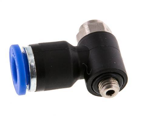 L-stuk Regelventiel 6 mm - M5 Regeling-Uit Messing/Nylon Sleufschroef
