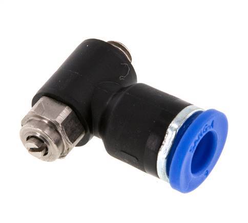 L-stuk Regelventiel 6 mm - M5 Regeling-Uit Messing/Nylon Sleufschroef