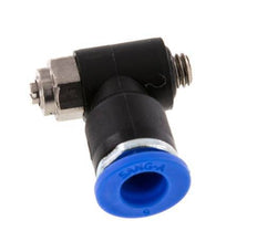 L-stuk Regelventiel 6 mm - M5 Regeling-Uit Messing/Nylon Sleufschroef
