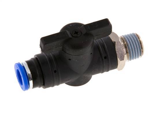 8 mm - R1/4'' Kunststof/Messing rechte 2-Weg Kogelkraan