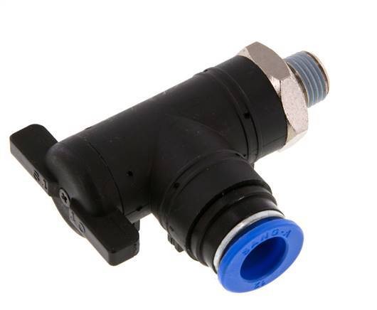 12 mm - R1/4'' Kunststof/Messing L-stuk 2-Weg Kogelkraan