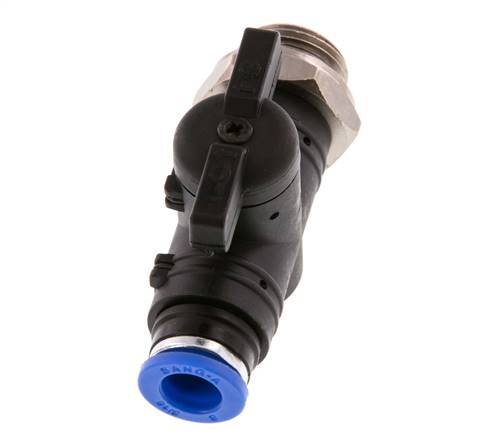 8 mm - G3/8'' Kunststof/Messing rechte 2-Weg Kogelkraan