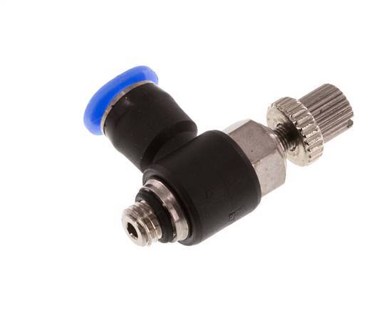 Flow Control Silencer Meter-Out Elbow 4 mm - M5 Brass/PBT