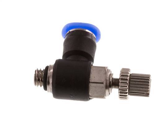 Flow Control Silencer Meter-Out Elbow 4 mm - M5 Brass/PBT