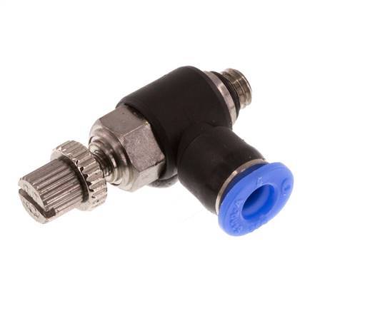 L-stuk Regelventiel 4 mm - M5 Regeling-Uit Messing/PBT