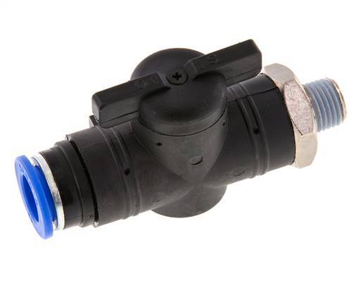 12 mm - R1/4'' Kunststof/Messing rechte 2-Weg Kogelkraan