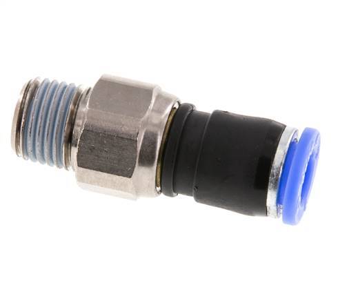8mm & R1/4'' Draaidoorvoer Insteek Buitendraad Vernikkeld Messing/PBT NBR