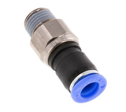 8mm & R1/4'' Draaidoorvoer Insteek Buitendraad Vernikkeld Messing/PBT NBR