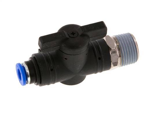 6 mm - R3/8'' Kunststof/Messing rechte 2-Weg Kogelkraan