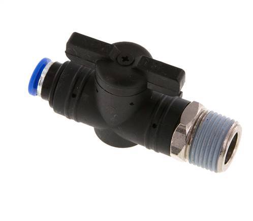 6 mm - R3/8'' Kunststof/Messing rechte 2-Weg Kogelkraan