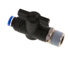 6 mm - R3/8'' Kunststof/Messing rechte 2-Weg Kogelkraan