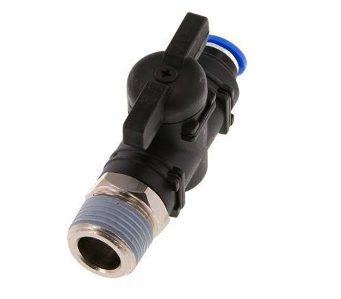 6 mm - R3/8'' Kunststof/Messing rechte 2-Weg Kogelkraan