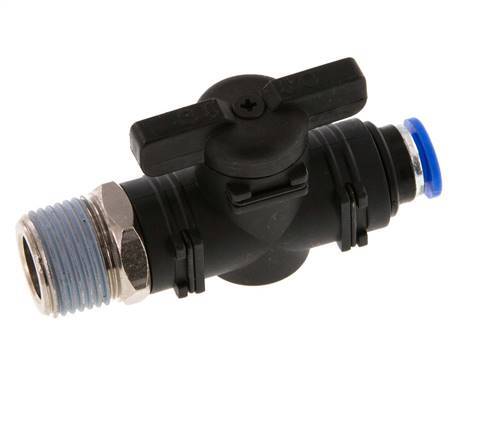 6 mm - R3/8'' Kunststof/Messing rechte 2-Weg Kogelkraan