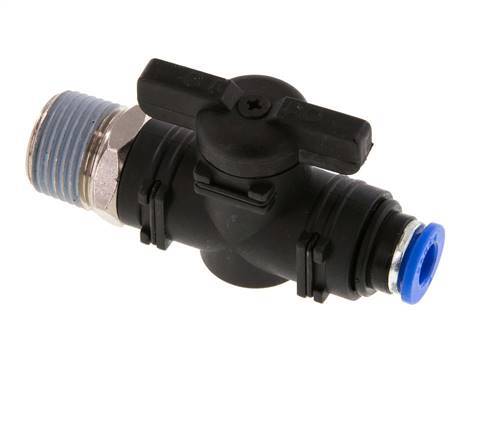 6 mm - R3/8'' Kunststof/Messing rechte 2-Weg Kogelkraan