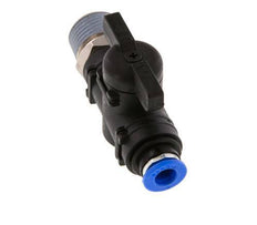 6 mm - R3/8'' Kunststof/Messing rechte 2-Weg Kogelkraan