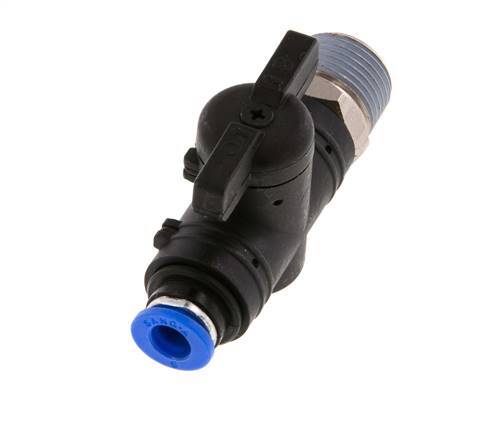 6 mm - R3/8'' Kunststof/Messing rechte 2-Weg Kogelkraan