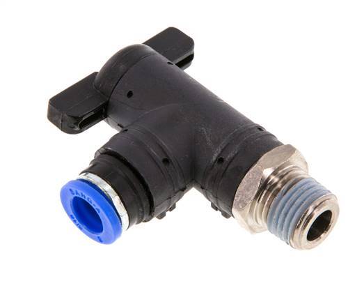 8 mm - R1/4'' Kunststof/Messing L-stuk 2-Weg Kogelkraan