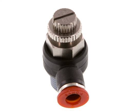 L-stuk Regelventiel 6 mm - R1/4'' Regeling-in Messing/Nylon