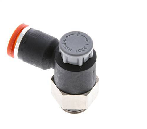 L-stuk Regelventiel 8 mm - G1/4'' Regeling-in Messing/Nylon Borgmoer